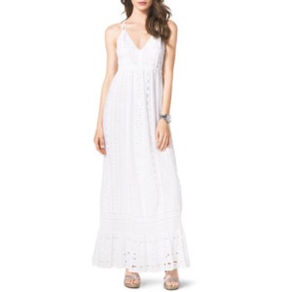 white maxi eyelet dress